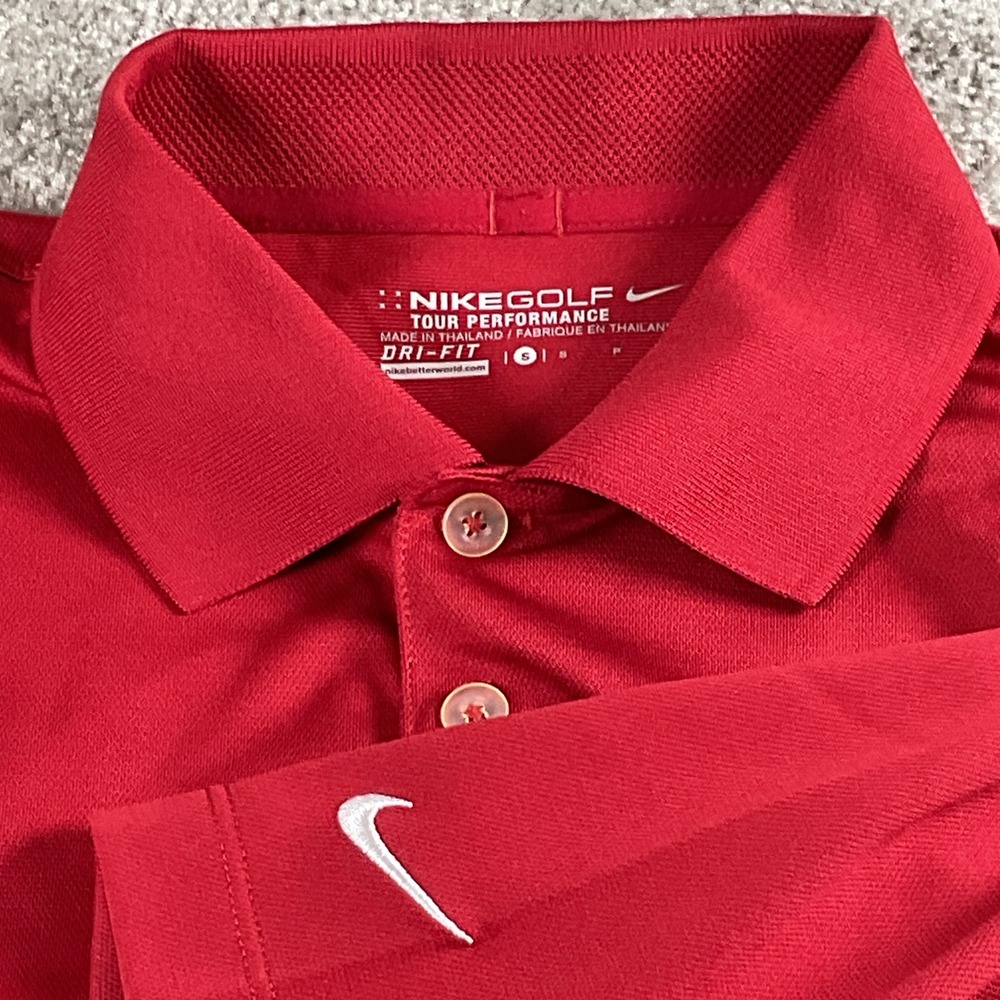 Nike Golf Tour Performance Dri-FIT‎ Red Polo Shirt Mens Small
